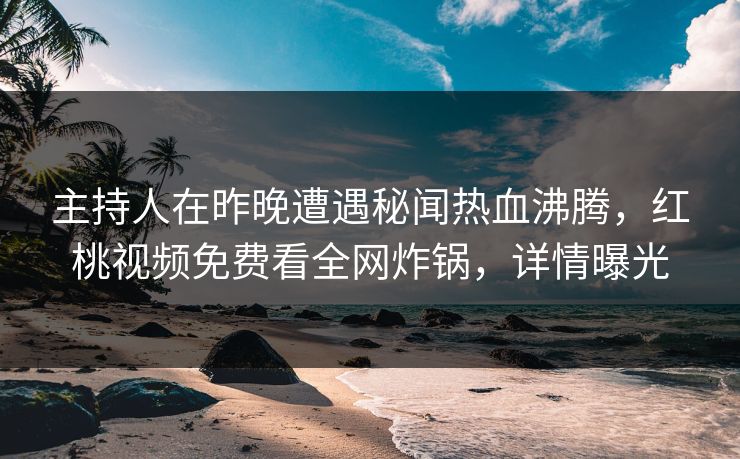 主持人在昨晚遭遇秘闻热血沸腾，红桃视频免费看全网炸锅，详情曝光