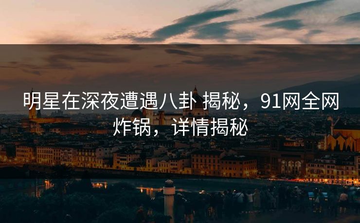 明星在深夜遭遇八卦 揭秘，91网全网炸锅，详情揭秘